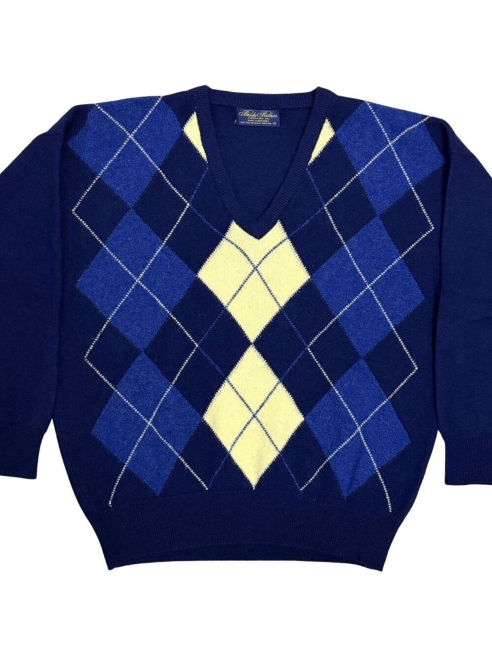 VINTAGE BROOKS BROTHERS 100% Lambswool Sweater Argyle Casual Mens Medium